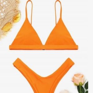 orange spagetti strap bikini